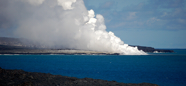 Lavafluβ des Kilauea in den Ozean Lava Ocean Entry