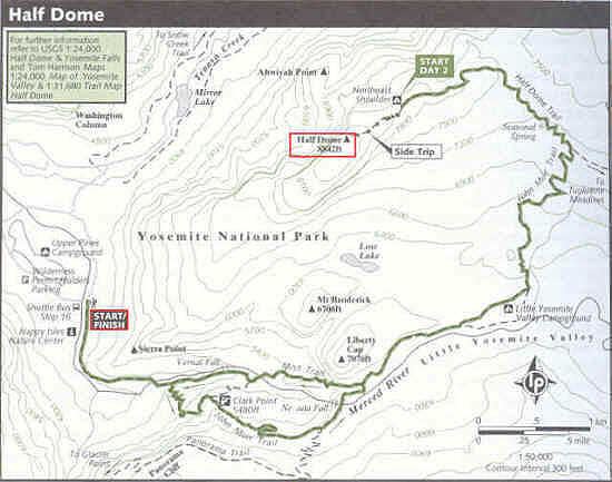 Kartenskizze Half Dome Kartenskizze Half Dome